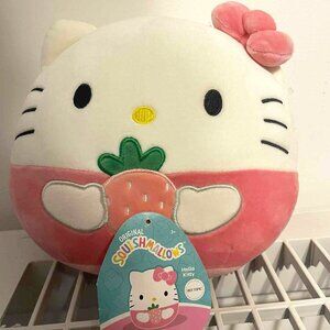 Squishmallow Hello Kitty Holding Strawberry 10" Plush Toy